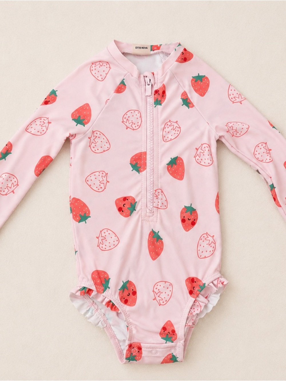 4/$20 / Old Navy Pink Strawberry One-Piece Rash Guard Swimsuit / Pastel Pink